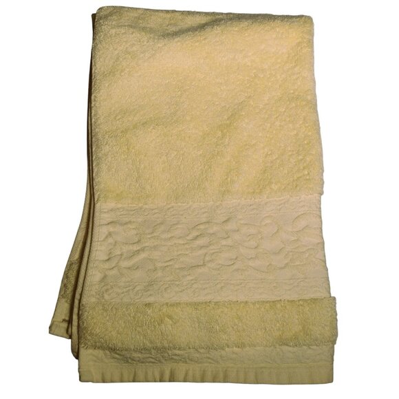 Wellesley Manor Damask Cotton Towel Set 2 Large Hand 1 Washcloth Butter Yellow - Picture 2 of 10
